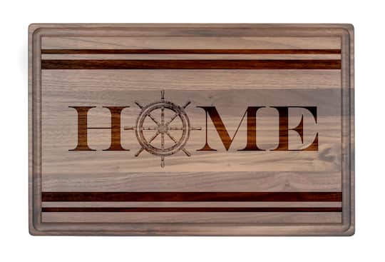 17" Home Captain Wheel Walnut Wood Cutting Board